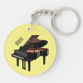 ピアノの漫画イラストレーション キーホルダー (裏面)