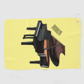 ピアノの漫画イラストレーション ゴルフタオル (横)