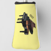 ピアノの漫画イラストレーション ゴルフヘッドカバー (回転90)