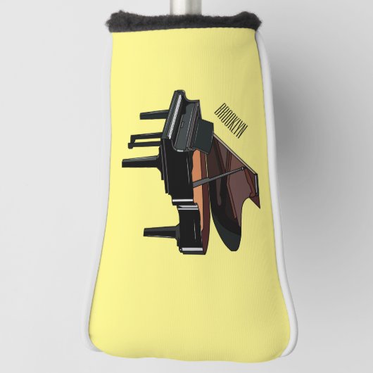 ピアノの漫画イラストレーション ゴルフヘッドカバー (回転90)