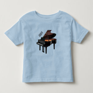 ピアノの漫画イラストレーション トドラーTシャツ