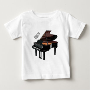 ピアノの漫画イラストレーション ベビーTシャツ