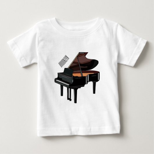 ピアノの漫画イラストレーション ベビーTシャツ (正面)
