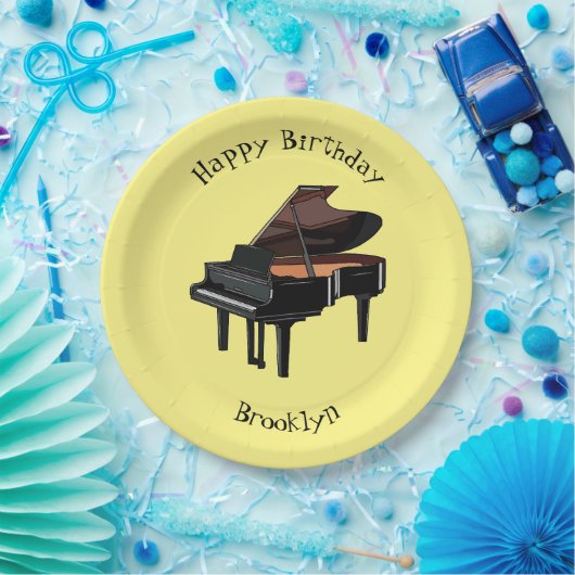 ピアノの漫画イラストレーション ペーパープレート (パーティー)