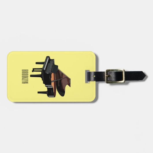 ピアノの漫画イラストレーション ラゲッジタグ (正面横)