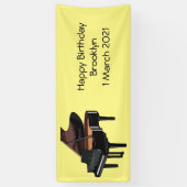 ピアノの漫画イラストレーション 横断幕 (縦)