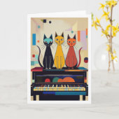 ピアノの猫たち カード (黄色い花)