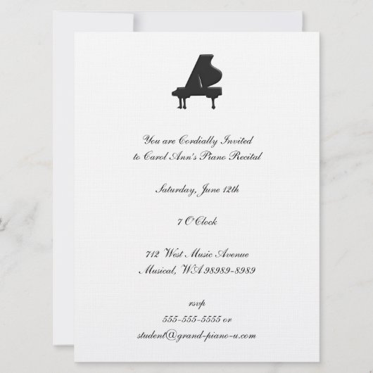 ピアノの発表会 招待状 (正面)