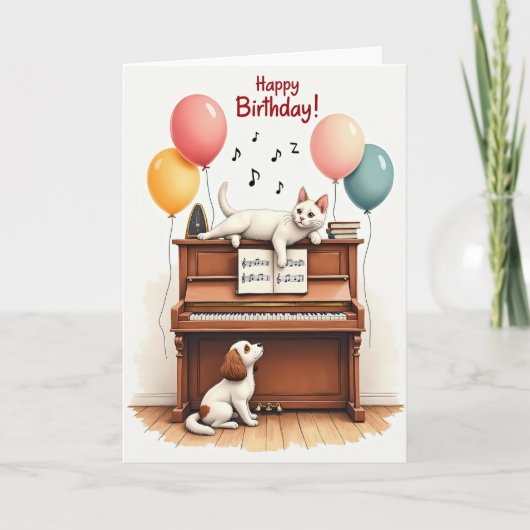 ピアノの誕生日カード カード (正面)