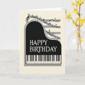 ピアノの誕生日カード モノクロ カード (黄色い花)