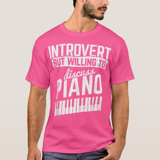 ピアノの議論はお任せ ピアニスト 鍵盤 ピアノ Tシャツ (正面)