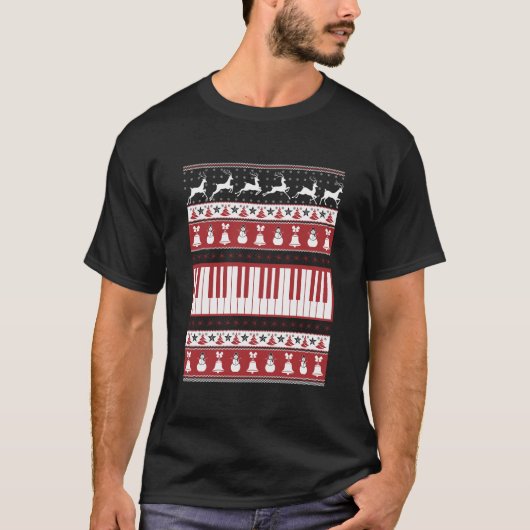 ピアノの醜いクリスマスセータークリスマス Tシャツ (正面)