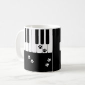 ピアノの鍵と猫の足の肉球 コーヒーマグカップ (正面左)