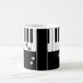 ピアノの鍵と猫の足の肉球 コーヒーマグカップ (中央)