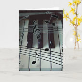 ピアノの鍵と音符 カード (黄色い花)