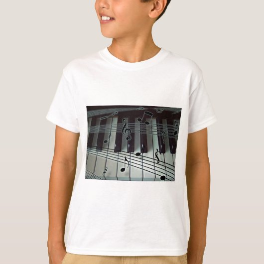 ピアノの鍵と音符 Tシャツ (正面)