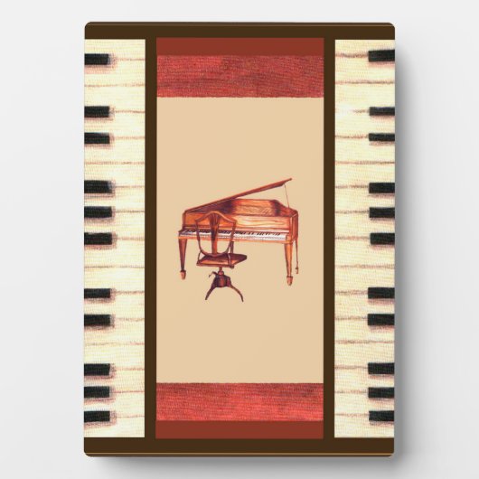 ピアノの鍵アンティークのピアノ椅子のベンチの写真プラーク フォトプラーク (正面)