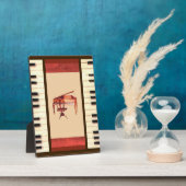 ピアノの鍵アンティークのピアノ椅子のベンチの写真プラーク フォトプラーク (側面)