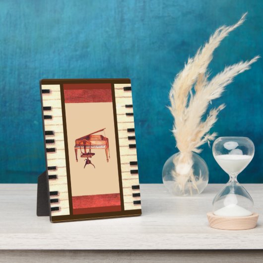 ピアノの鍵アンティークのピアノ椅子のベンチの写真プラーク フォトプラーク (側面)