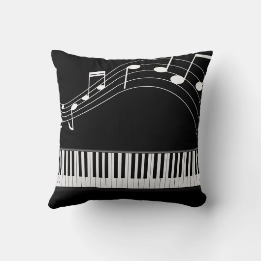 ピアノの鍵盤と音符 クッション (裏面)