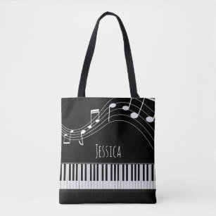 ピアノの鍵盤と音符 トートバッグ