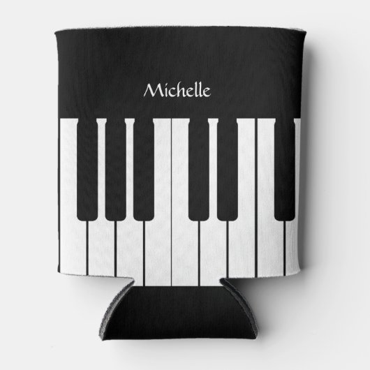 ピアノの鍵盤パーソナライズされた曲 缶クーラー (正面)