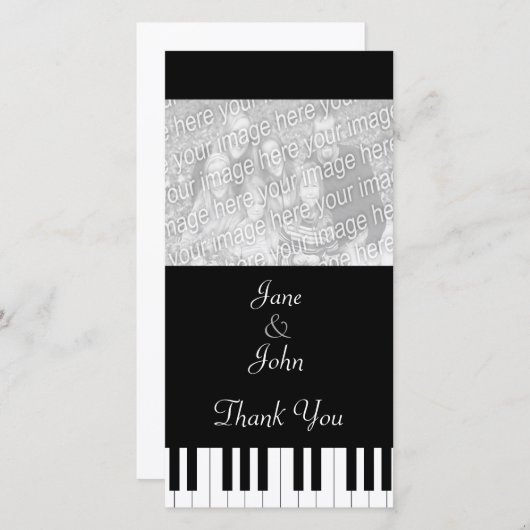 ピアノの鍵盤結婚音楽の写真ありがとう サンキューカード (正面/裏面)