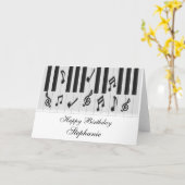 ピアノの鍵盤誕生日 カード (黄色い花)