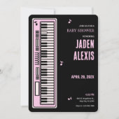 ピアノの鍵盤音楽のベビーシャワー 招待状 (正面)