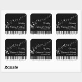 ピアノの鍵盤 音符 ブラック&ホワイト ウェディング スクエアシール (シート)