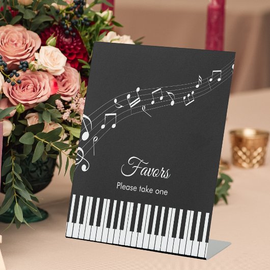 ピアノの鍵盤 音符 ブラック＆ホワイト 結婚式 台座サイン