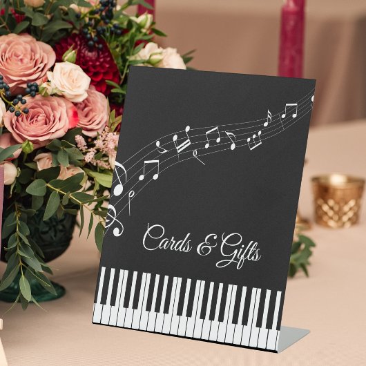 ピアノの鍵盤 音符 ブラック&ホワイト 結婚式 台座サイン