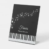 ピアノの鍵盤 音符 ブラック＆ホワイト 結婚式 台座サイン (正面)