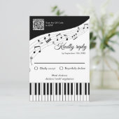 ピアノの鍵盤 音符 QRコード 結婚式 出欠カード (スタンド正面)