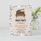 ピアノの音楽をテーマにした誕生日パーティー 招待状 (スタンド正面)