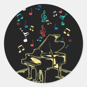 ピアノの音符が成功へ飛ぶ遊音楽グランドコンサー ラウンドシール