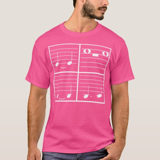 ピアノの音符と顔 - ミュージシャン ピアノ - ピアニスト Tシャツ (正面)