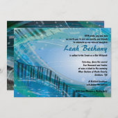 ピアノの音響こうもりバー（ユダヤ教の）バル・ミツバー招待状 招待状 (正面/裏面)