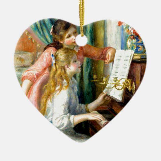 ピアノの2人の女の子-ピエールAugusteルノアール セラミックオーナメント (正面)