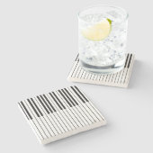 ピアノはアイボリーの白くおよび黒い調整します ストーンコースター (横)