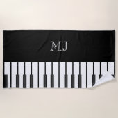 ピアノはコードの世界音楽シックなモノグラムの調整します ビーチタオル (正面)