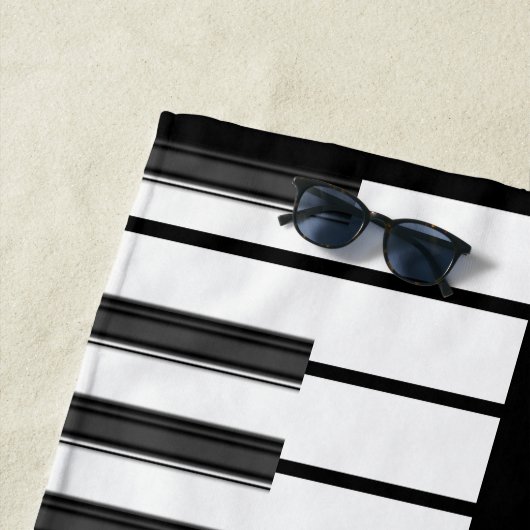 ピアノはコードの世界音楽シックなモノグラムの調整します ビーチタオル (インサイチュ)