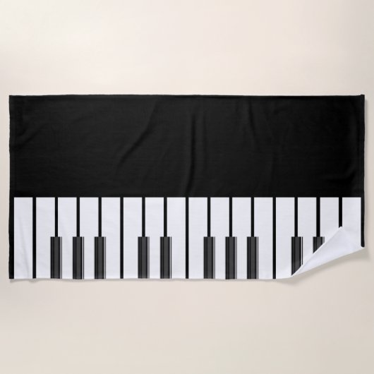 ピアノはコードの世界音楽フォーマルでシックな黒を調整します ビーチタオル (正面)