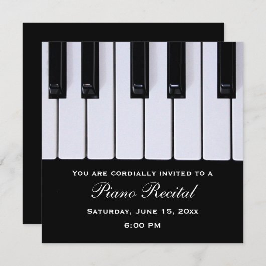 ピアノはピアノ演奏会の招待状を調整します 招待状 (正面/裏面)