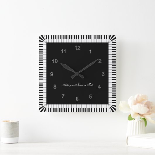 ピアノは白黒おもしろい調整します スクエア壁時計 (ホーム)