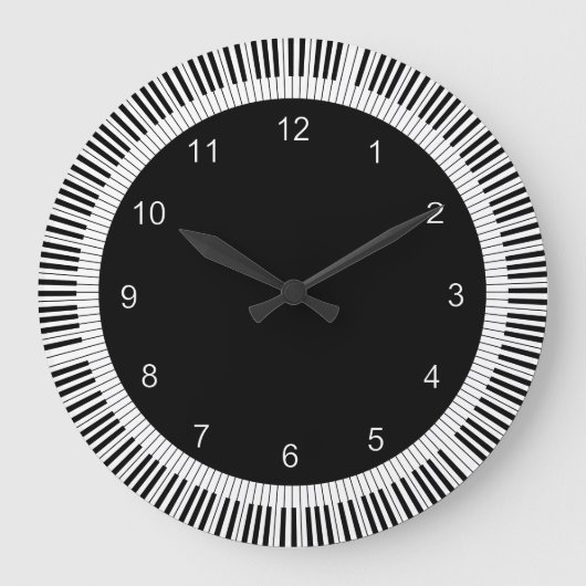 ピアノは白黒を調整します ラージ壁時計 (正面)