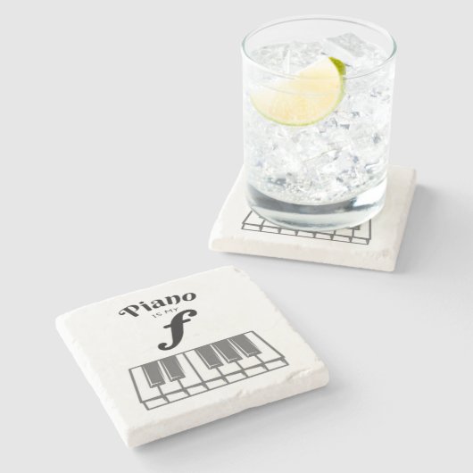 ピアノは私のフォーテおもしろいピアノ鍵ピアニスト・ユーモア ストーンコースター (横)