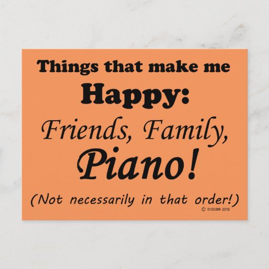 ピアノは私を幸せにする ポストカード (正面)