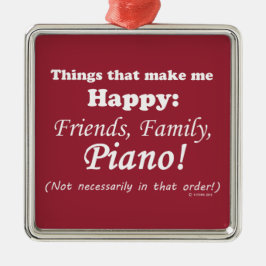 ピアノは私を幸せにする メタルオーナメント