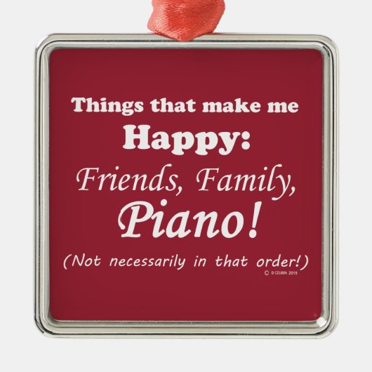 ピアノは私を幸せにする メタルオーナメント (正面)